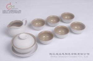 供应 台湾陆宝风格茶具 禅丰白盖碗功夫茶具套组 2色可选 混批