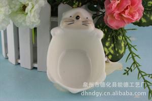 批发陶瓷工艺品 小花碗，日式风格，韩版卡通狸猫花 zakka