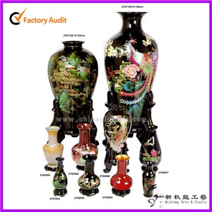 供应各类漆器花瓶，款式、规格多样，可定做