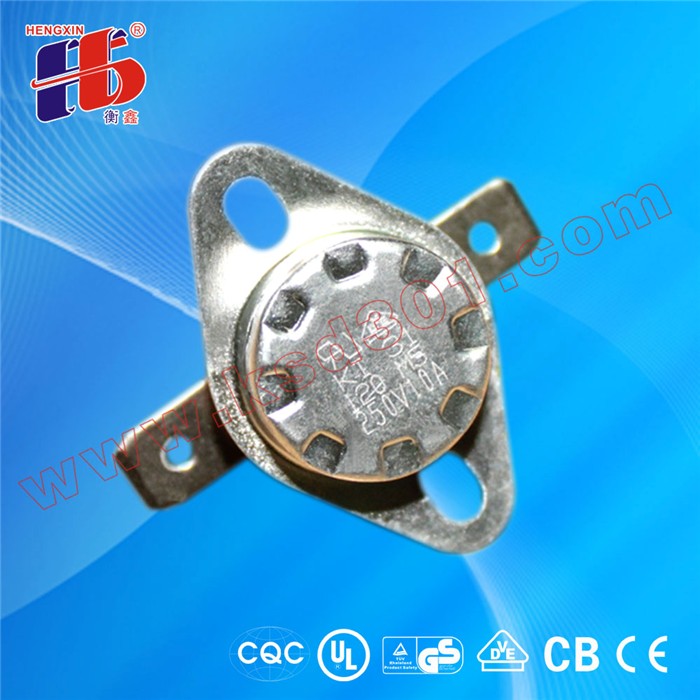 广东KSD301温度开关(KI31)应用领域 饮水机、电热热水器、三明治烤面包机、洗碗机、干燥机、消毒柜、微波炉、电热咖啡壶、电煮锅、冰箱、空调过胶机、 办公设备 汽车座位加热器 广东KSD301温度开关(KI31)竞争优势 性能稳定 精度高 体积小、量轻 可靠性高、寿命长 对无线电干忧小 不拉弧 广东KSD301温度开关(KI31)结构特点 KI31系列产品是一种用双金属片作为感温组件的温控器,电器正常工作时,双金属片处于自由状态,触点处于闭合/断开状态,当温度达到动作温度时,双金属片受