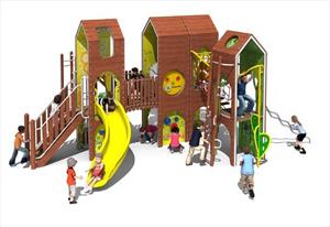 进口儿童游乐设施木质组合滑梯“木屋童话”—专业儿童服务商