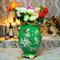 翠绿色鸟语花香古典手绘高温陶瓷花瓶摆件 欧式宫廷花器软装摆设