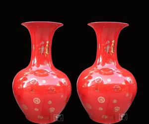景德镇火炬陶瓷厂直销红瓷花瓶
